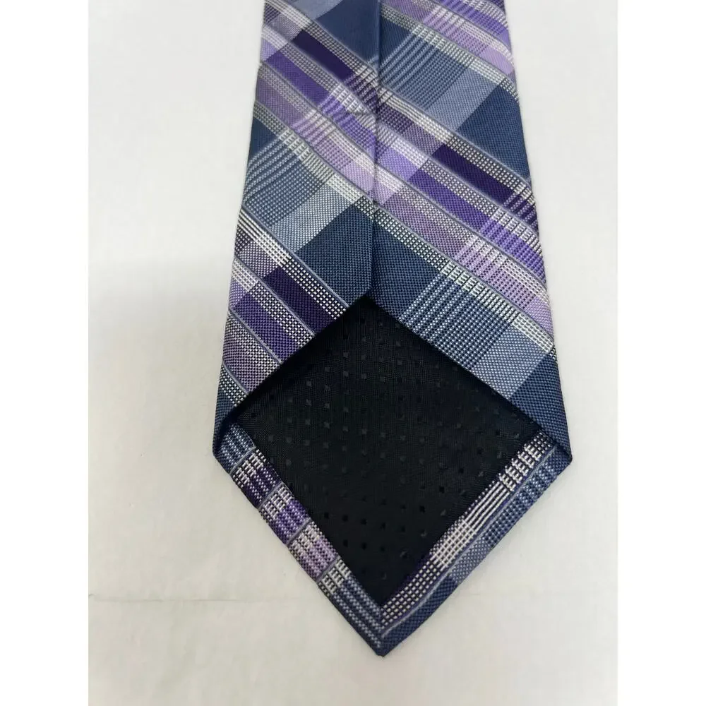 Pronto Uomo Purple Twill Silk Tie Classic Plaid Mens‎ Necktie